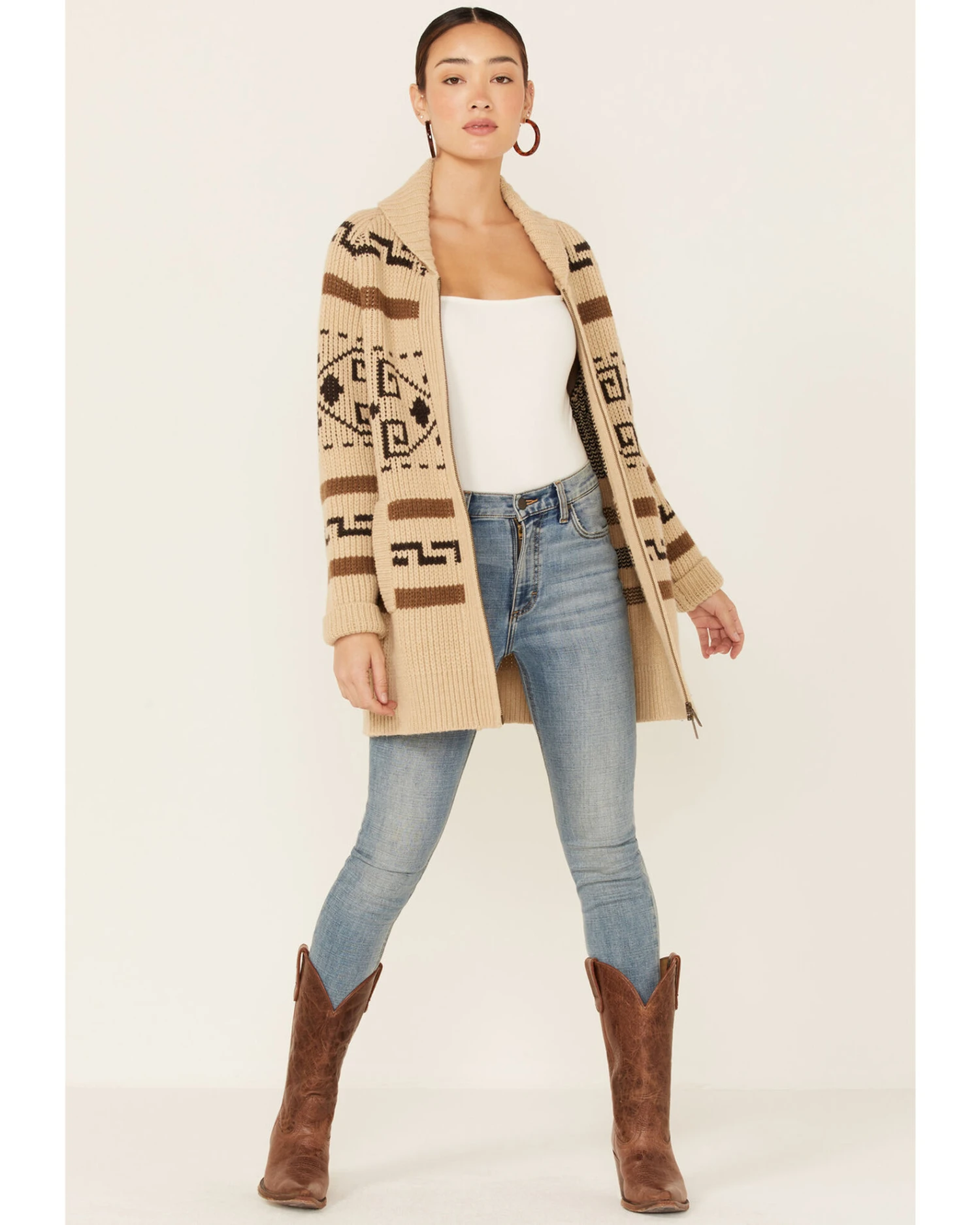 Pendleton Women's Tan Westerley Long Sleeve Cardigan 5 Pendleton Women's Tan Westerley Long Sleeve Cardigan - Image 5