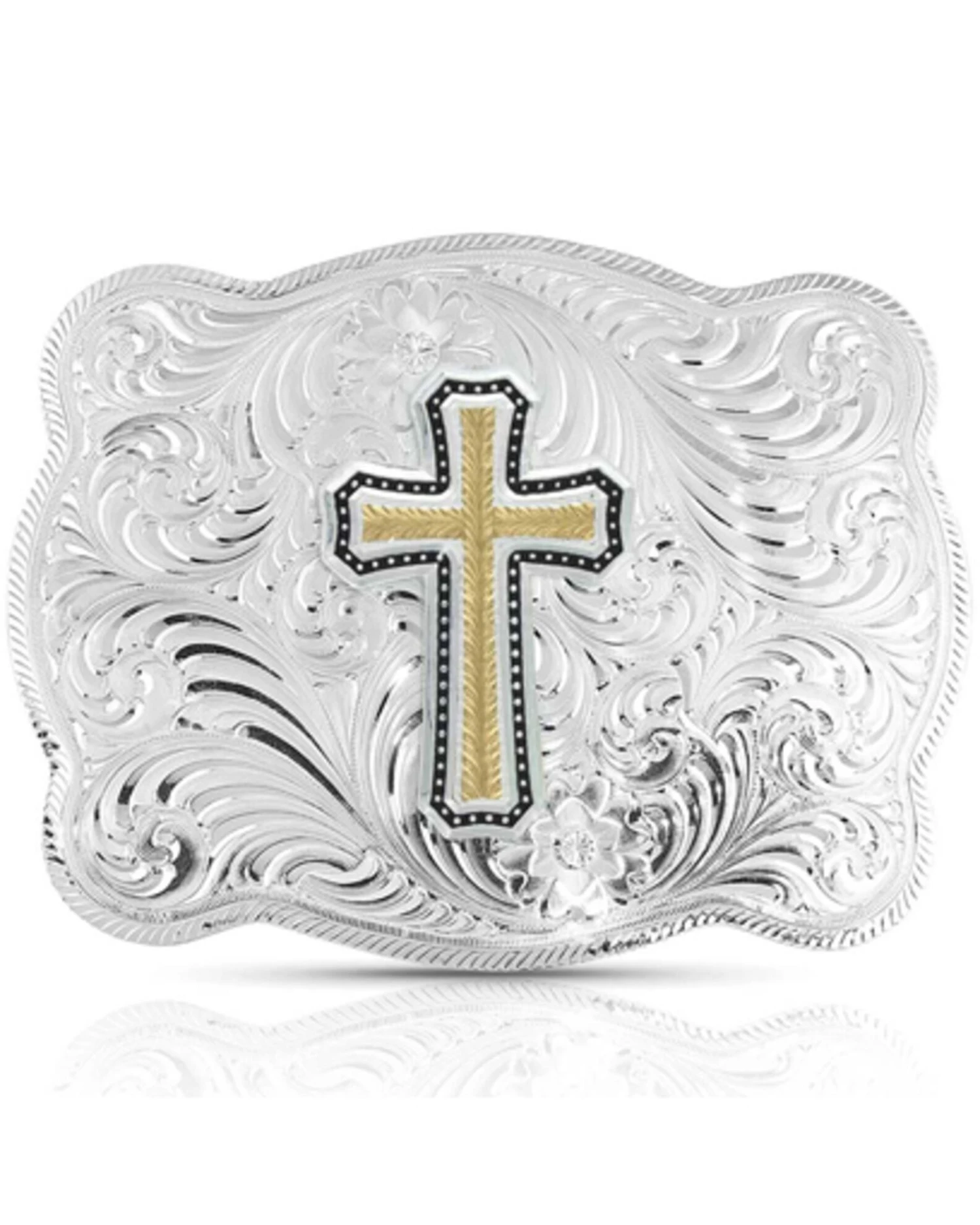 Montana Silversmiths Women's Simple Scalloped Silver Golden Faith Buckle 1 Montana Silversmiths Women's Simple Scalloped Silver Golden Faith Buckle