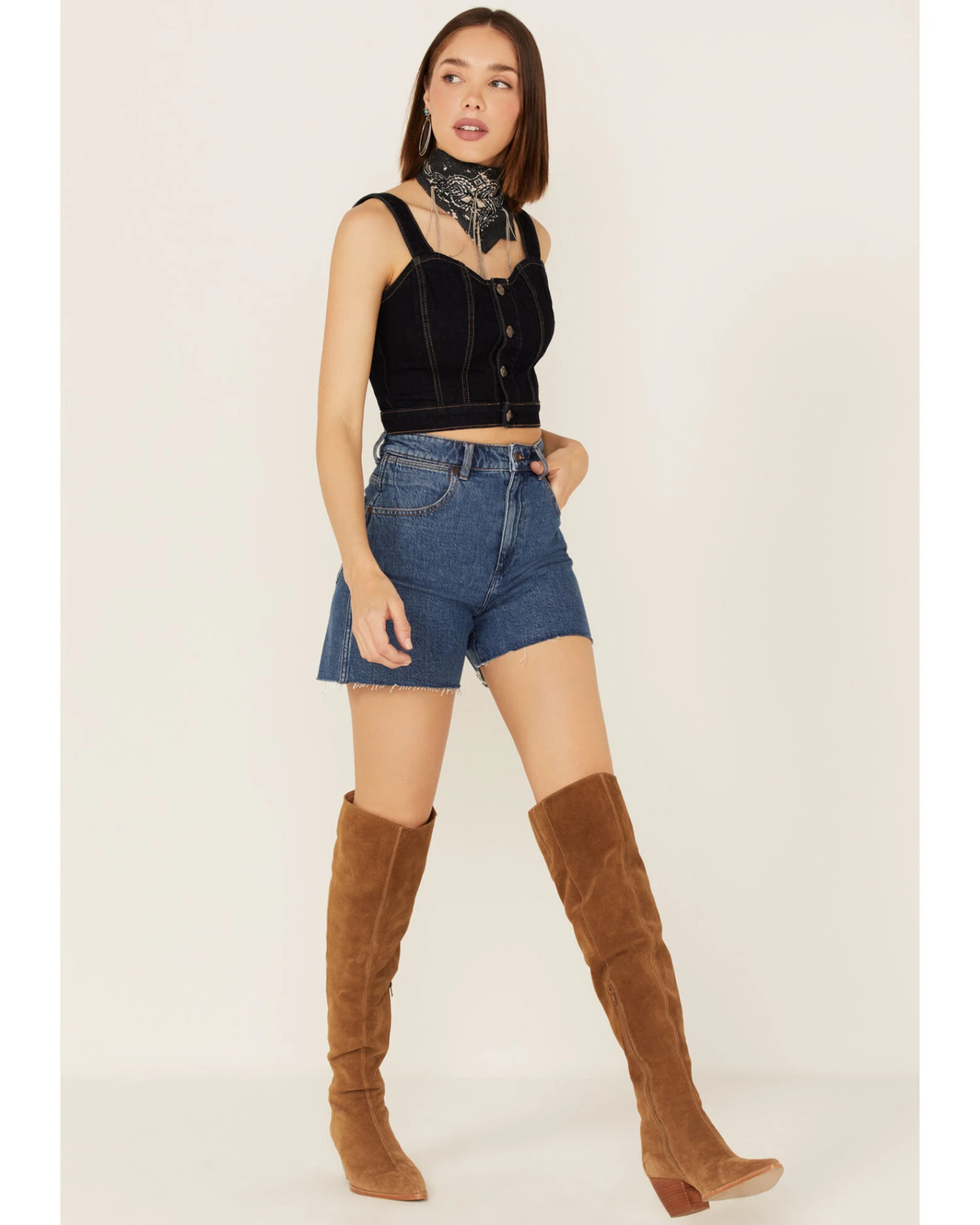 Wrangler Women's Seaside High Rise A-Line Cutoff Shorts 1 Wrangler Women's Seaside High Rise A-Line Cutoff Shorts