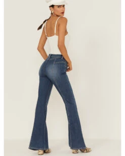 Shyanne Women's Medium Dark Wash High Rise Seam Detail Flare Jeans 7 Shyanne Women's Medium Dark Wash High Rise Seam Detail Flare Jeans -Modern Fashion Sales 2000358735 414 P3