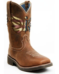 RANK 45 Women's Inspired Stars And Stripes Inlay Shaft Performance Leather Western Boots - Broad Square Toe -Modern Fashion Sales 2000359409 200 P1