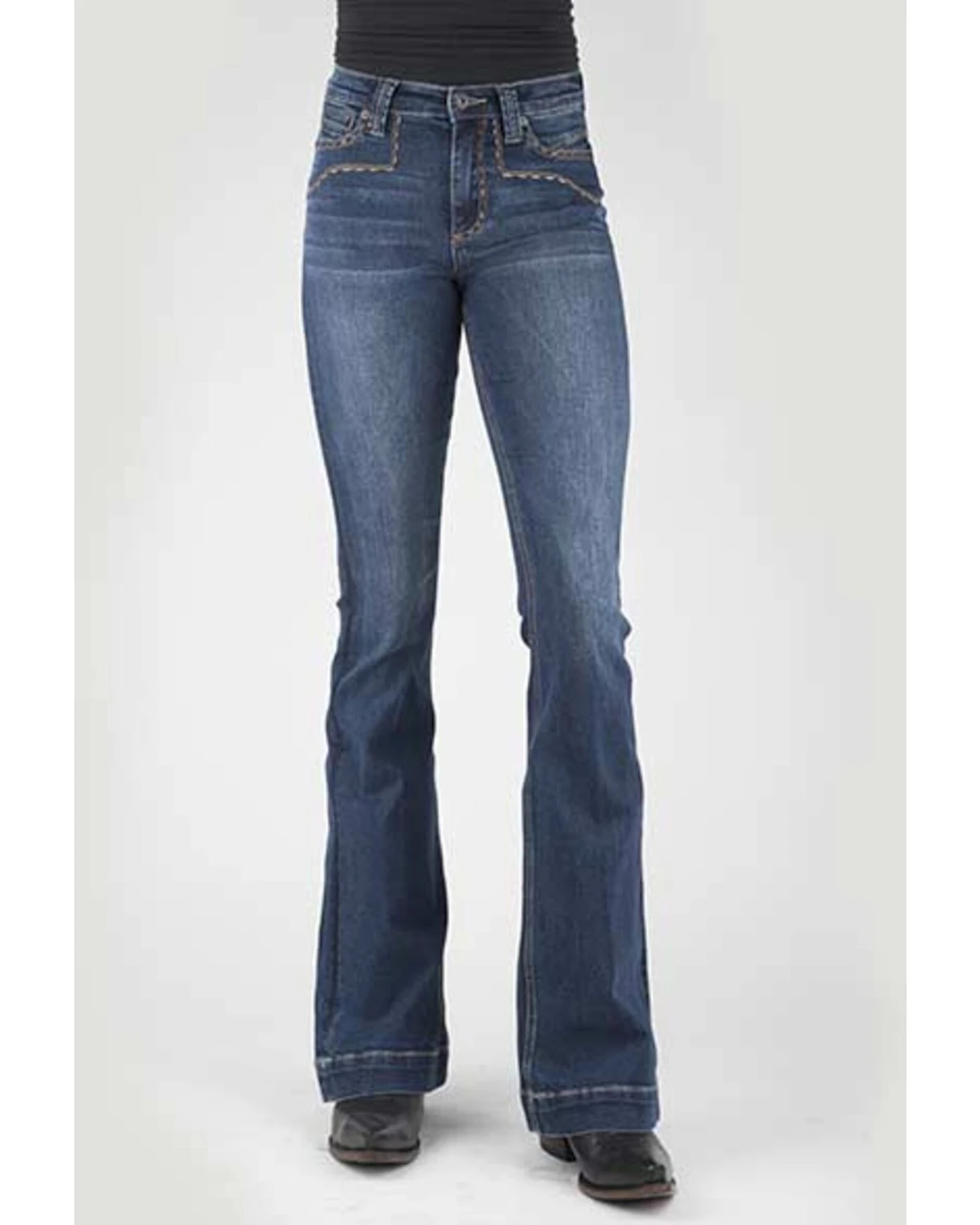 Stetson Women's 921 Medium Wash High Rise Yoke Flare Jean 1 Stetson Women's 921 Medium Wash High Rise Yoke Flare Jean