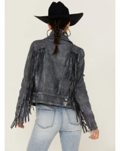 Mauritius Leather Women's Melbourne Denim Fringe Leather Jacket -Modern Fashion Sales 2000361224 400 P3