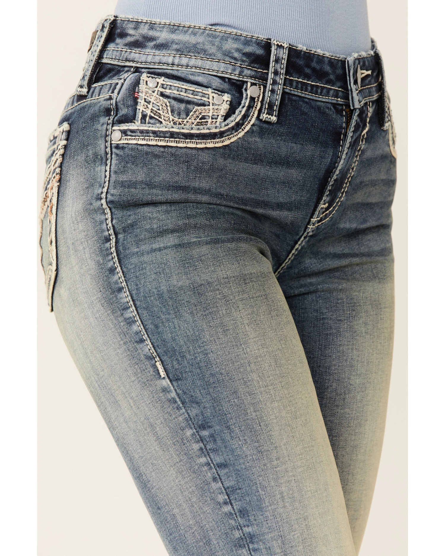 Vigoss Women's Mid Straight Vintage V-Pocket Denim Jeans 2 Vigoss Women's Mid Straight Vintage V-Pocket Denim Jeans - Image 2