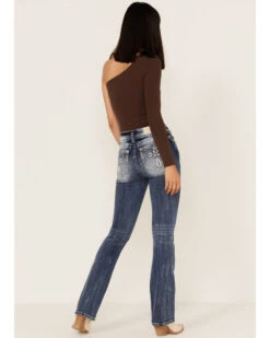 Miss Me Women's Dark Wash Mid Rise Puff Cross Tonal Denim Bootcut Jeans 6 Miss Me Women's Dark Wash Mid Rise Puff Cross Tonal Denim Bootcut Jeans -Modern Fashion Sales 2000364479 400 P1