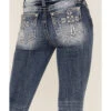 Miss Me Women's Dark Wash Mid Rise Puff Cross Tonal Denim Bootcut Jeans