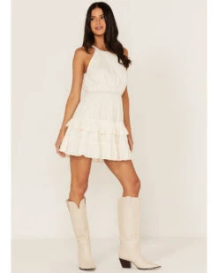 Shyanne Women's Swiss Dot Embroidered Halter Neck Dress -Modern Fashion Sales 2000364747 100 P2