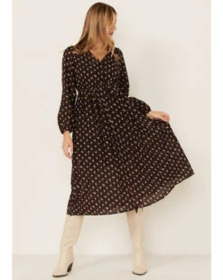 Molly Bracken Women's Printed Midi Long Sleeve Dress 5 Molly Bracken Women's Printed Midi Long Sleeve Dress -Modern Fashion Sales 2000366478 200 P1