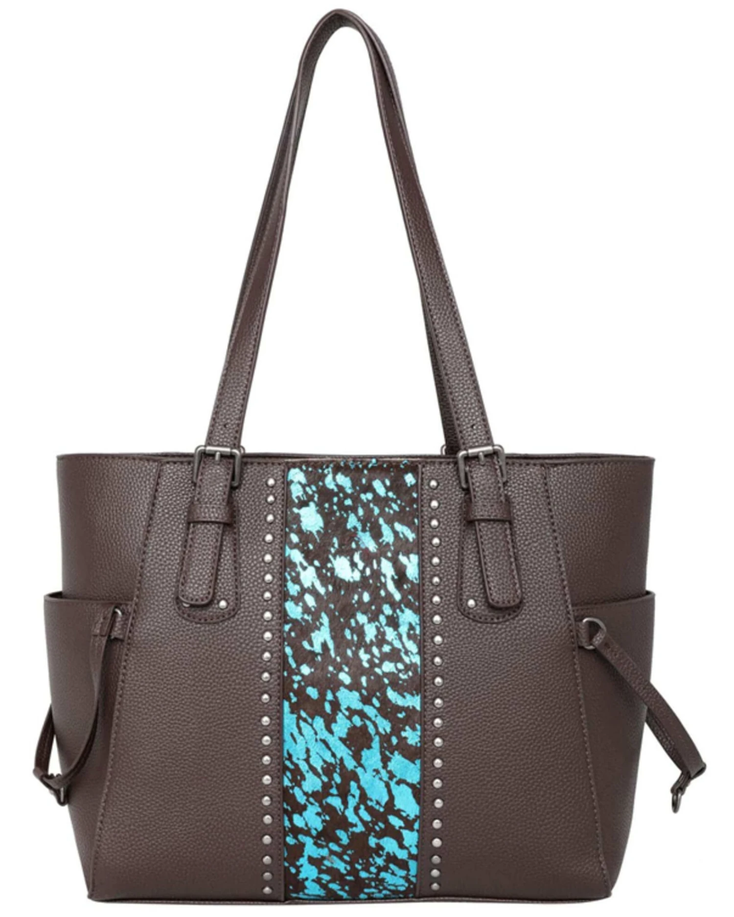 Trinity Ranch Women's Hair-On Turquoise Cowhide Leather Tote Bag 1 Trinity Ranch Women's Hair-On Turquoise Cowhide Leather Tote Bag