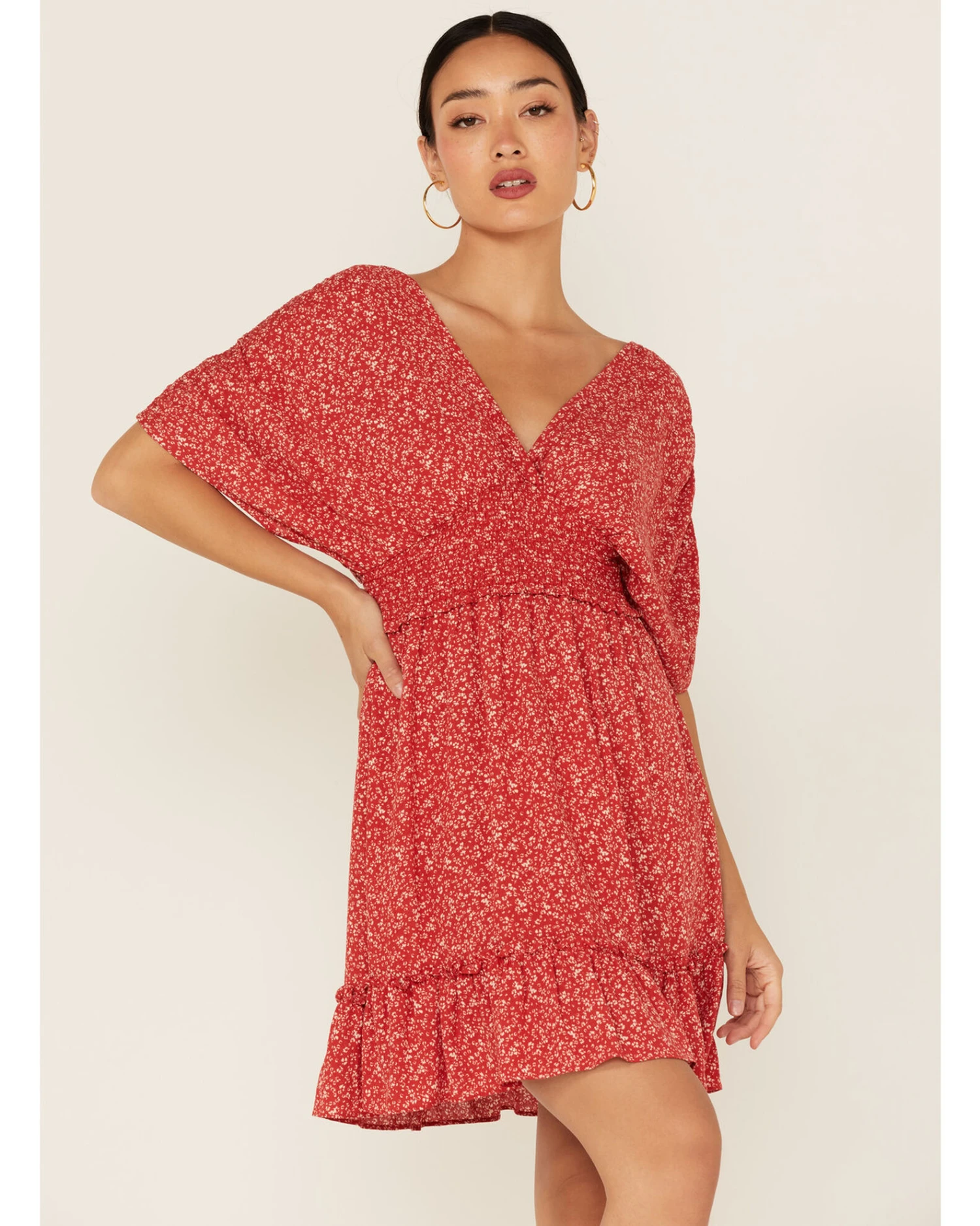 Lush Women's Ditsy Floral Print Dolman Dress 2 Lush Women's Ditsy Floral Print Dolman Dress - Image 2