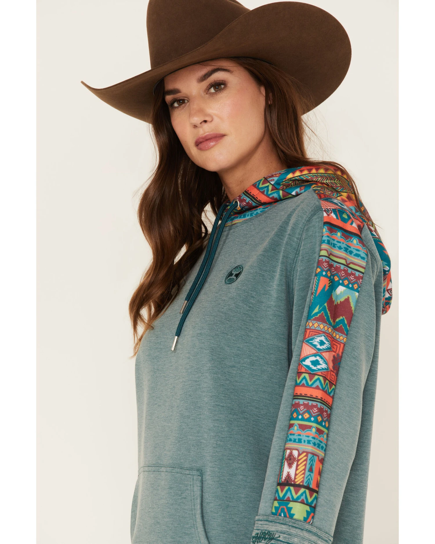 Hooey Women's Southwestern Contrast Print Canyon Hoodie 2 Hooey Women's Southwestern Contrast Print Canyon Hoodie - Image 2