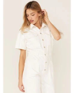 Free People Women's Marci Short Sleeve Button Down Jumpsuit -Modern Fashion Sales 2000371747 100 P1
