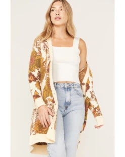 Cleo + Wolf Women's Floral Knit Jacquard Long Cardigan Sweater 8 Cleo + Wolf Women's Floral Knit Jacquard Long Cardigan Sweater -Modern Fashion Sales 2000372896 110 P3