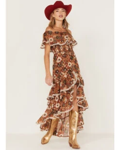 Shyanne Women's Floral Print Off-Shoulder Ruffle Maxi Dress