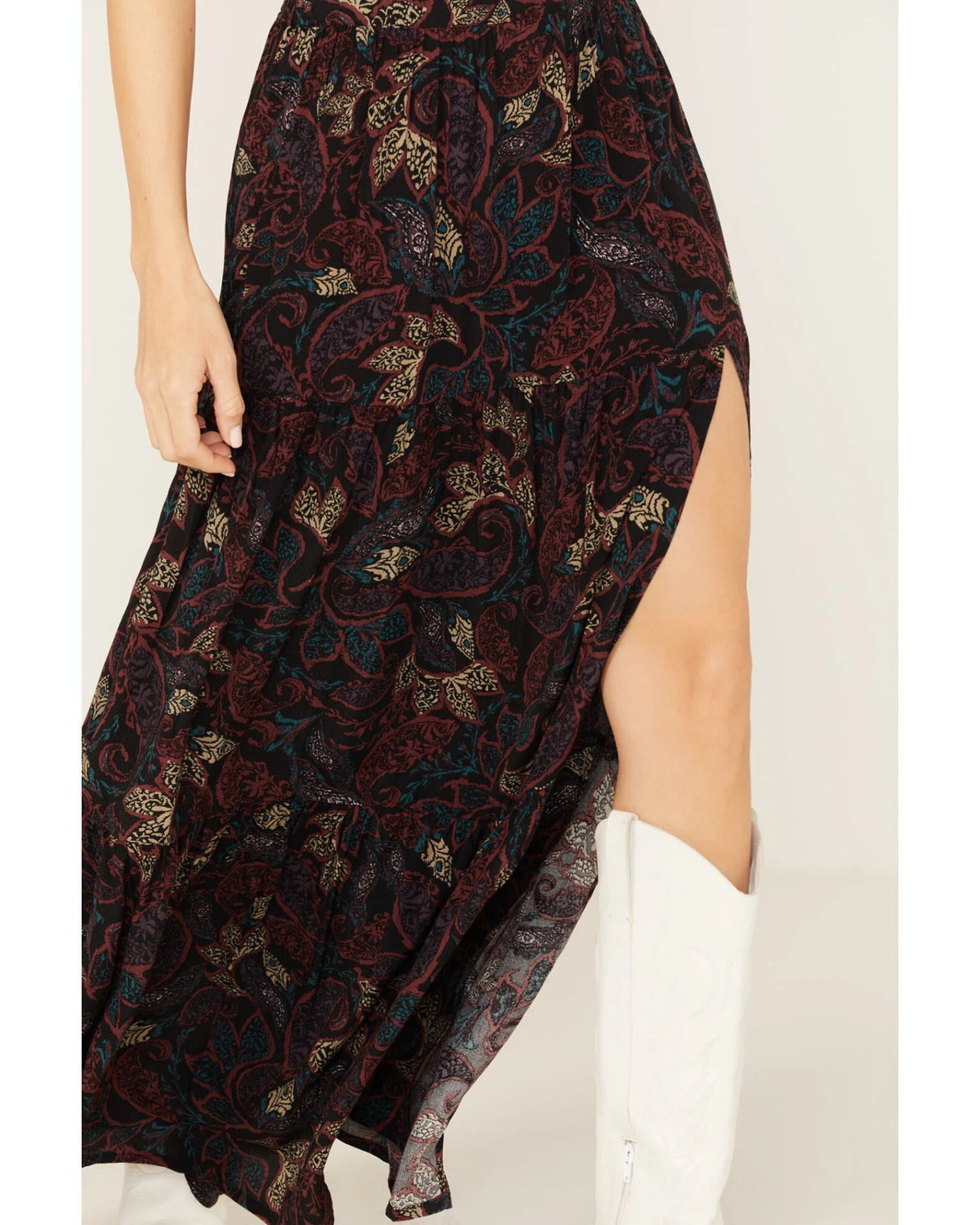 Shyanne Women's Paisley Print Slit Maxi Skirt 2 Shyanne Women's Paisley Print Slit Maxi Skirt - Image 2