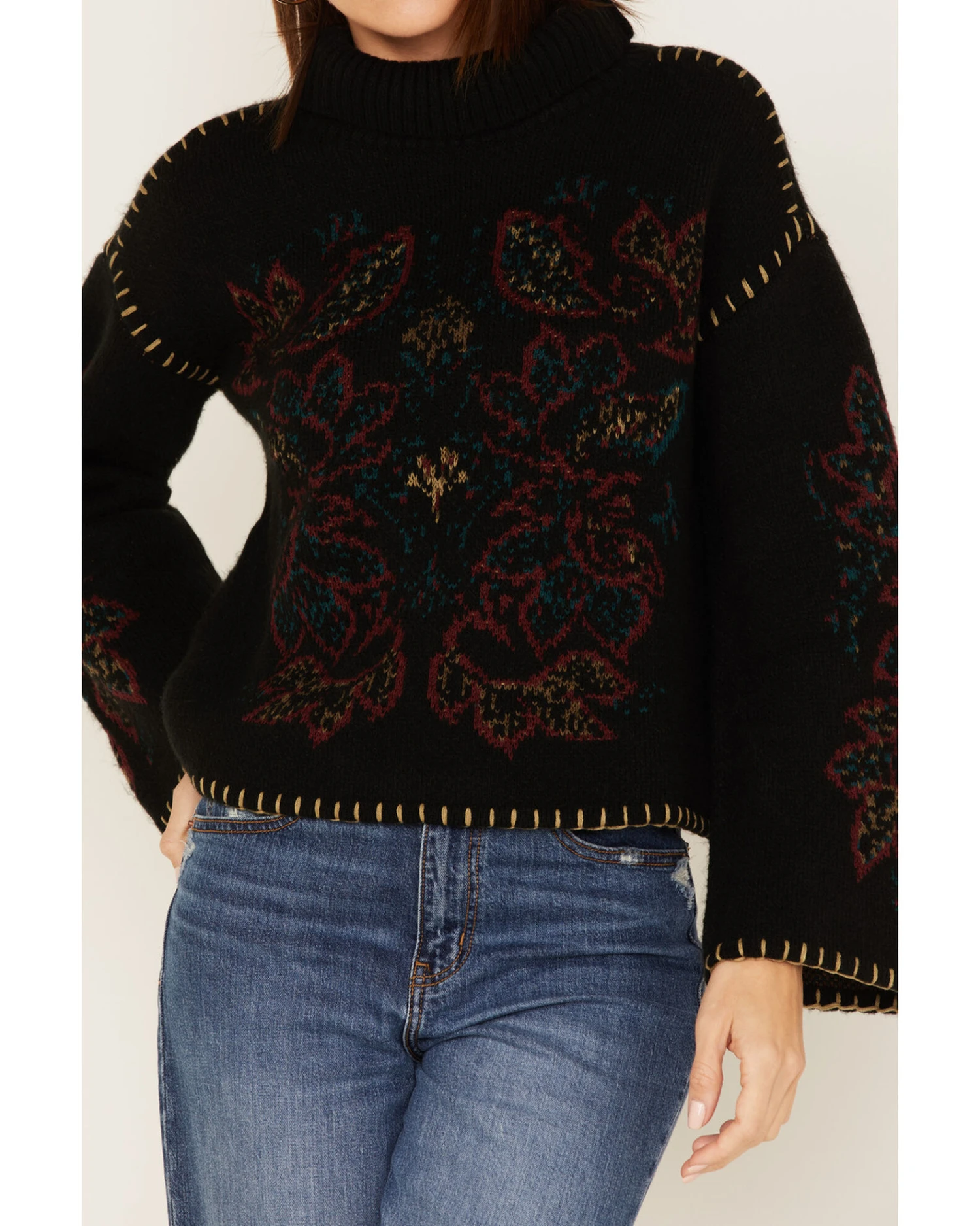 Shyanne Women's Paisley Knit Turtleneck Sweater 2 Shyanne Women's Paisley Knit Turtleneck Sweater - Image 2
