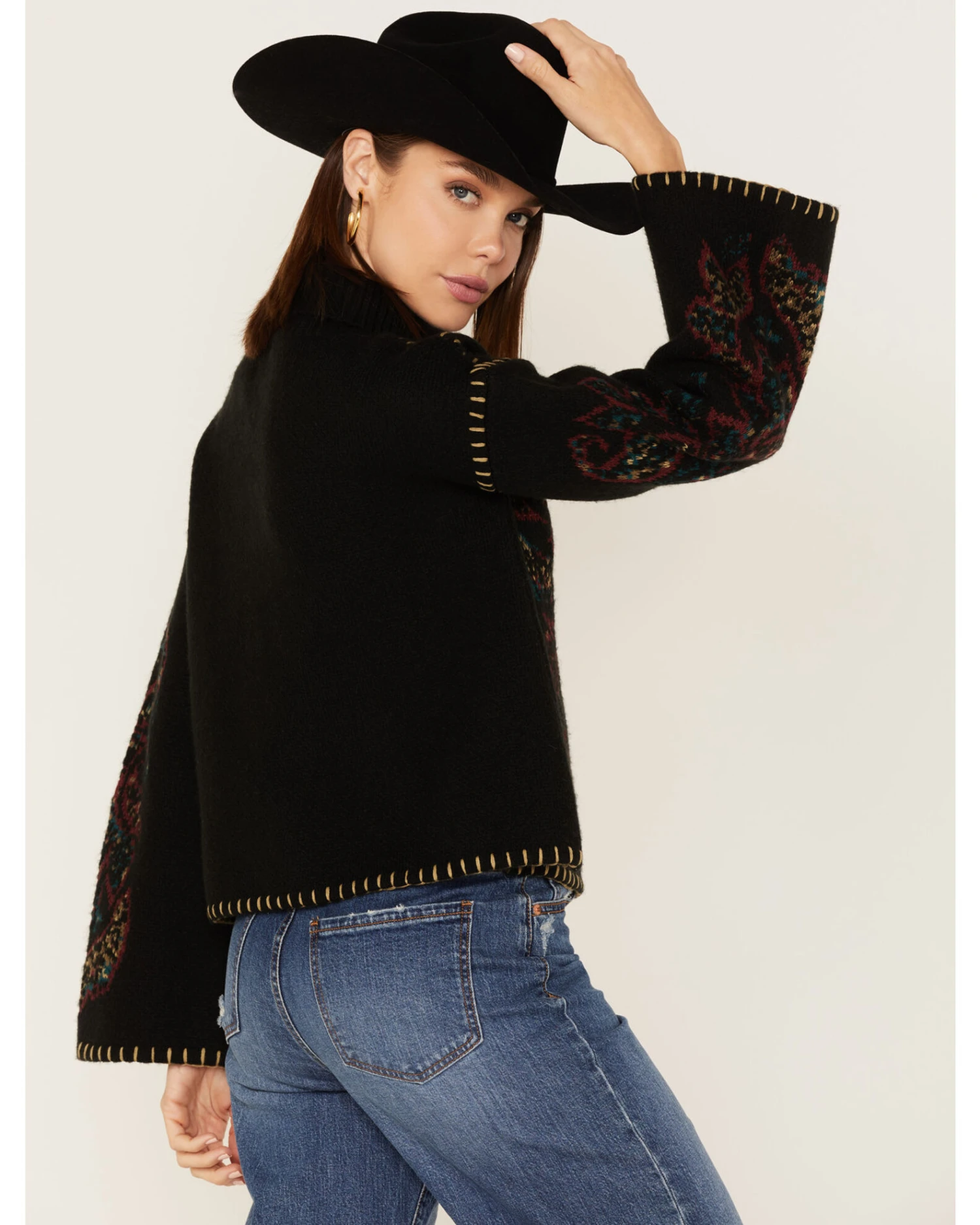 Shyanne Women's Paisley Knit Turtleneck Sweater 3 Shyanne Women's Paisley Knit Turtleneck Sweater - Image 3