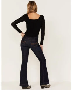 Idyllwind Women's Hillsboro Dark Wash High Rise Seamed Outlaw Flare Jeans 6 Idyllwind Women's Hillsboro Dark Wash High Rise Seamed Outlaw Flare Jeans -Modern Fashion Sales 2000373409 417 P3