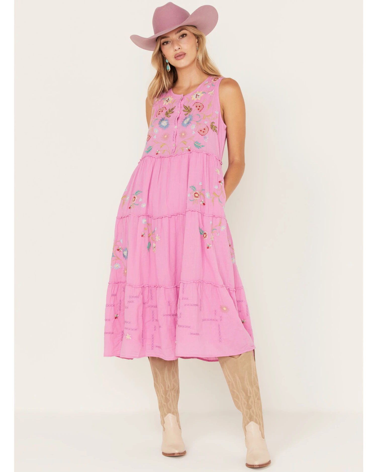 Johnny Was Women's Zanzibar Tiered Embroidered Dress 4 Johnny Was Women's Zanzibar Tiered Embroidered Dress - Image 4