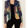 Any Old Iron Women's Oil Slick Sequin Blazer Jacket
