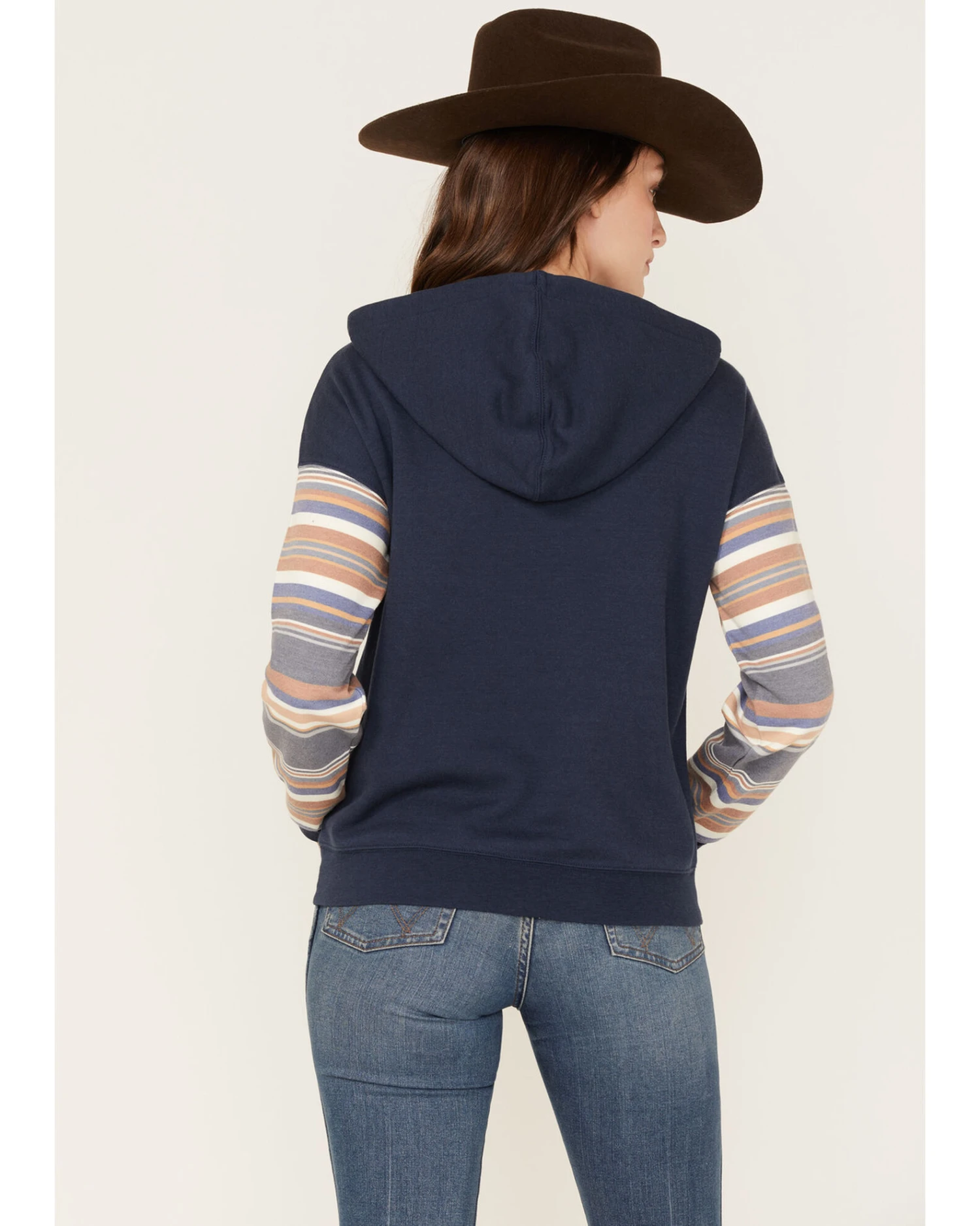 RANK 45 Women's Stripe Contrast Hooded Pullover 2 RANK 45 Women's Stripe Contrast Hooded Pullover - Image 2