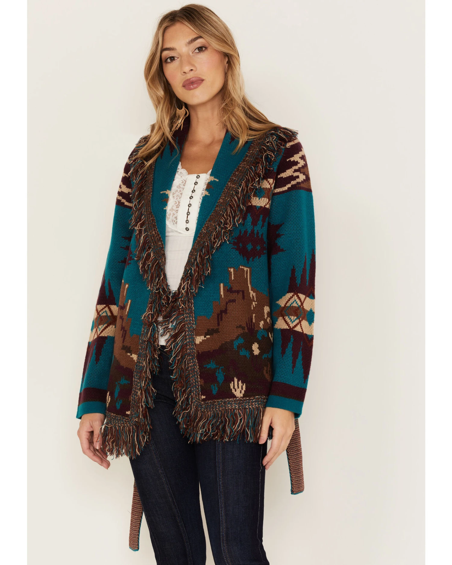 Idyllwind Women's River Run Southwestern Print Belted Cardigan 3 Idyllwind Women's River Run Southwestern Print Belted Cardigan - Image 3