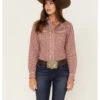 Roper Women's Ditsy Floral Print Long Sleeve Pearl Snap Retro Western Shirt