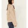 Revel Women's Cable Knit Collared Fringe Sweater