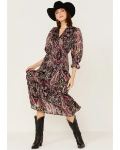 Revel Women's Floral & Paisley Print Puff Sleeve Midi Dress -Modern Fashion Sales 2000378784 550 P1