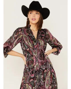 Revel Women's Floral & Paisley Print Puff Sleeve Midi Dress -Modern Fashion Sales 2000378784 550 P2