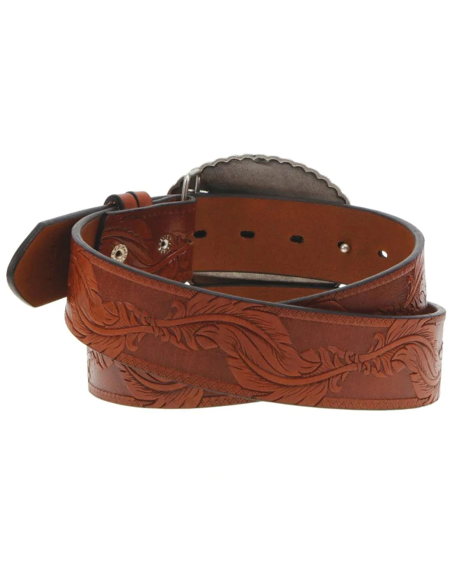 Hooey Women's Original Embossed Feather Southwestern Rodeo Buckle Belt 2 Hooey Women's Original Embossed Feather Southwestern Rodeo Buckle Belt - Image 2