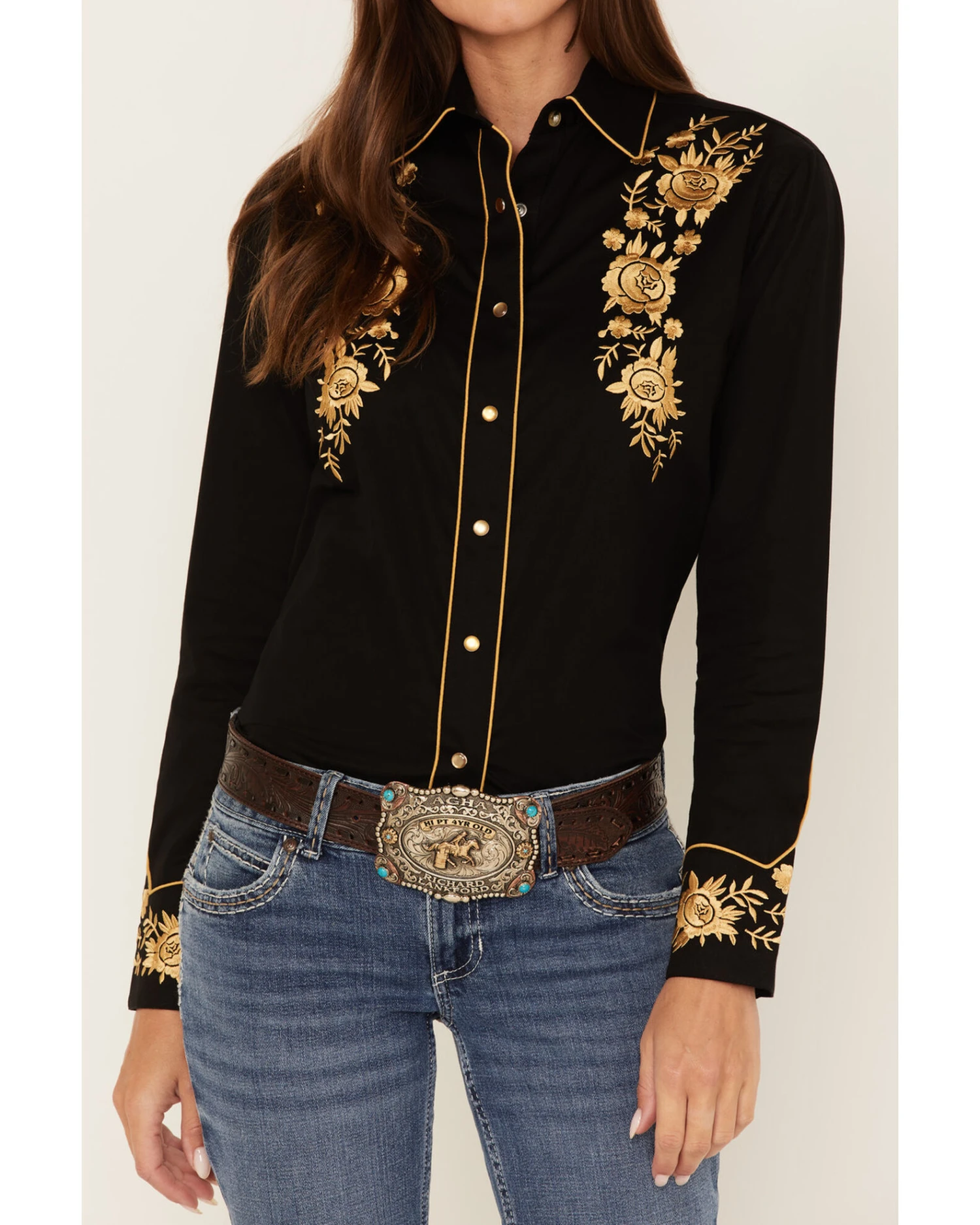 Rockmount Ranchwear Women's Cascading Embroidered Floral Print Long Sleeve Western Shirt 3 Rockmount Ranchwear Women's Cascading Embroidered Floral Print Long Sleeve Western Shirt - Image 3