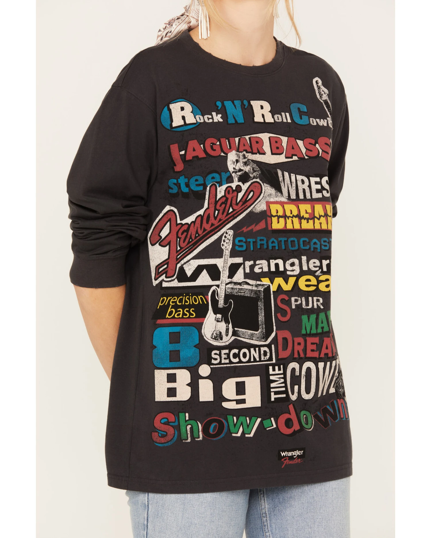 Wrangler X Fender Women's Collage Graphic Sweatshirt 2 Wrangler X Fender Women's Collage Graphic Sweatshirt - Image 2