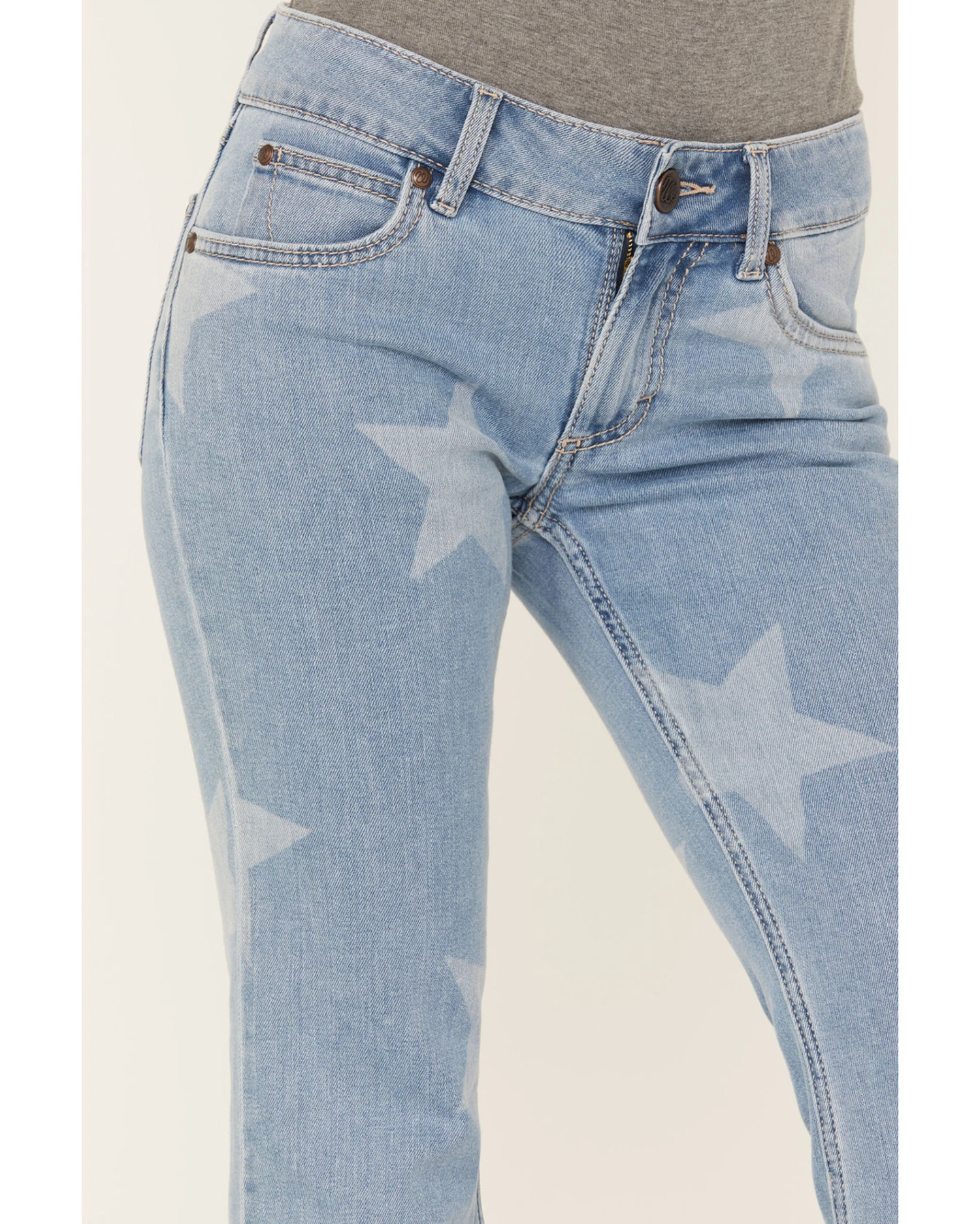 Wrangler Retro Women's Light Wash Mid Rise Star Print Mae Flare Jeans 2 Wrangler Retro Women's Light Wash Mid Rise Star Print Mae Flare Jeans - Image 2