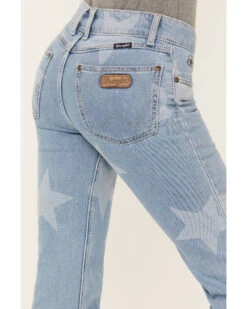 Wrangler Retro Women's Light Wash Mid Rise Star Print Mae Flare Jeans 7 Wrangler Retro Women's Light Wash Mid Rise Star Print Mae Flare Jeans -Modern Fashion Sales 2000380198 400 P4