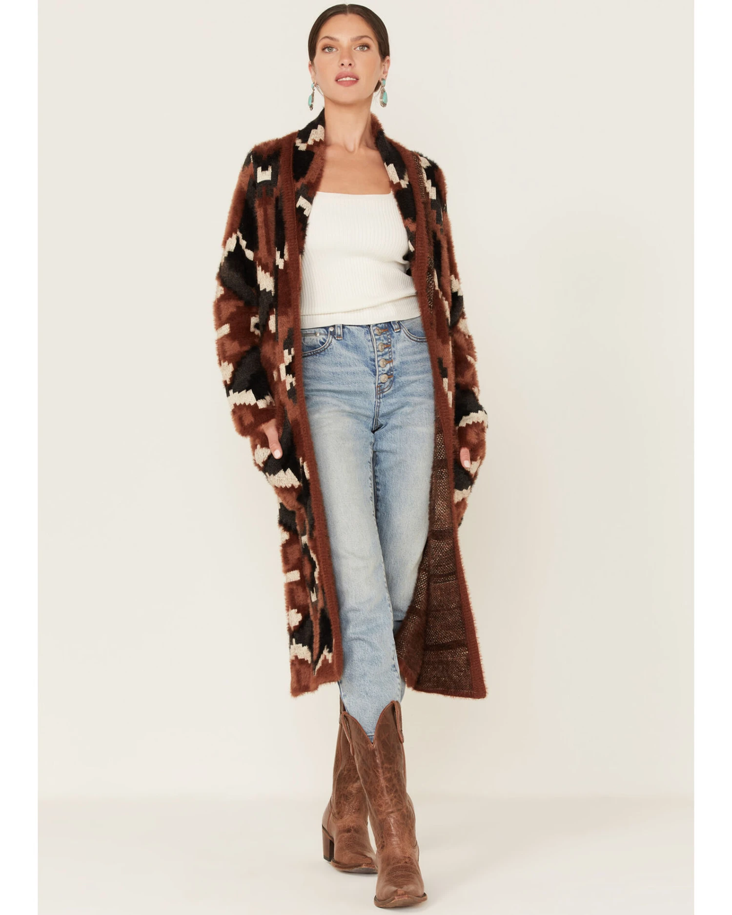 Shyanne Women's Southwestern Eyelash Knit Duster 4 Shyanne Women's Southwestern Eyelash Knit Duster - Image 4