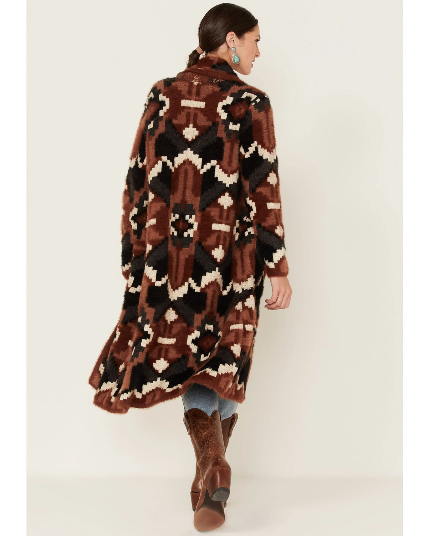 Shyanne Women's Southwestern Eyelash Knit Duster 1 Shyanne Women's Southwestern Eyelash Knit Duster