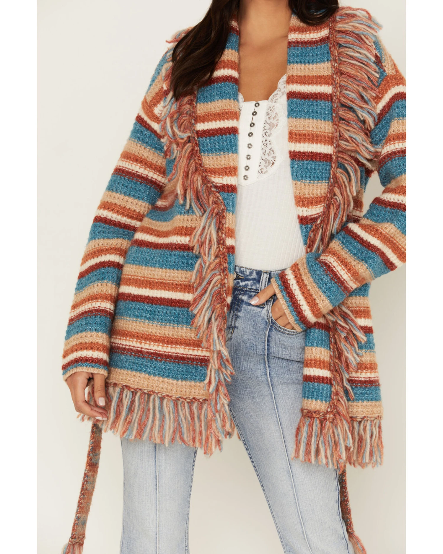 Idyllwind Women's Abilene Striped Fringe Cardigan 2 Idyllwind Women's Abilene Striped Fringe Cardigan - Image 2