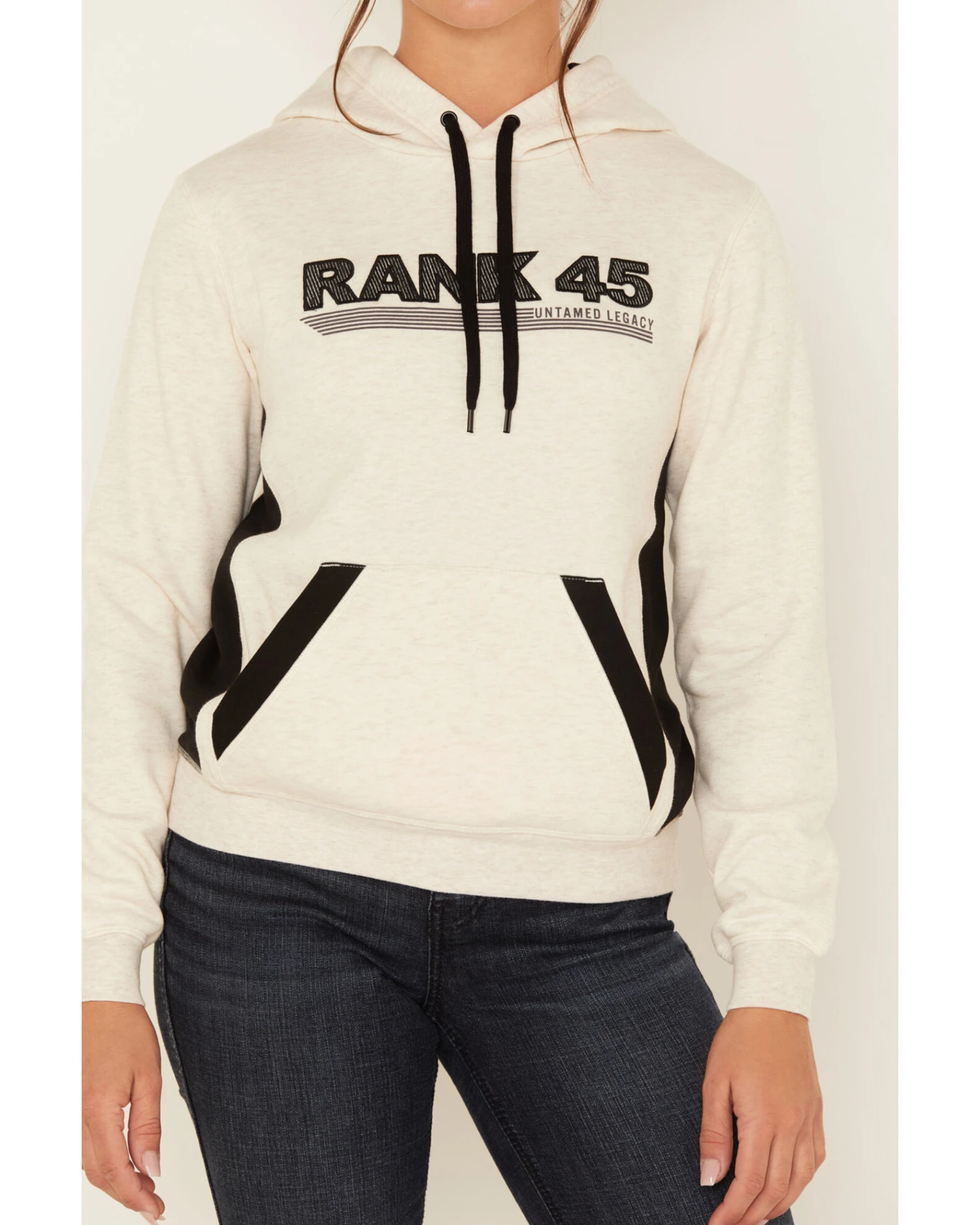 RANK 45 Women's Logo Embroidered Graphic Contrast Hoodie 1 RANK 45 Women's Logo Embroidered Graphic Contrast Hoodie