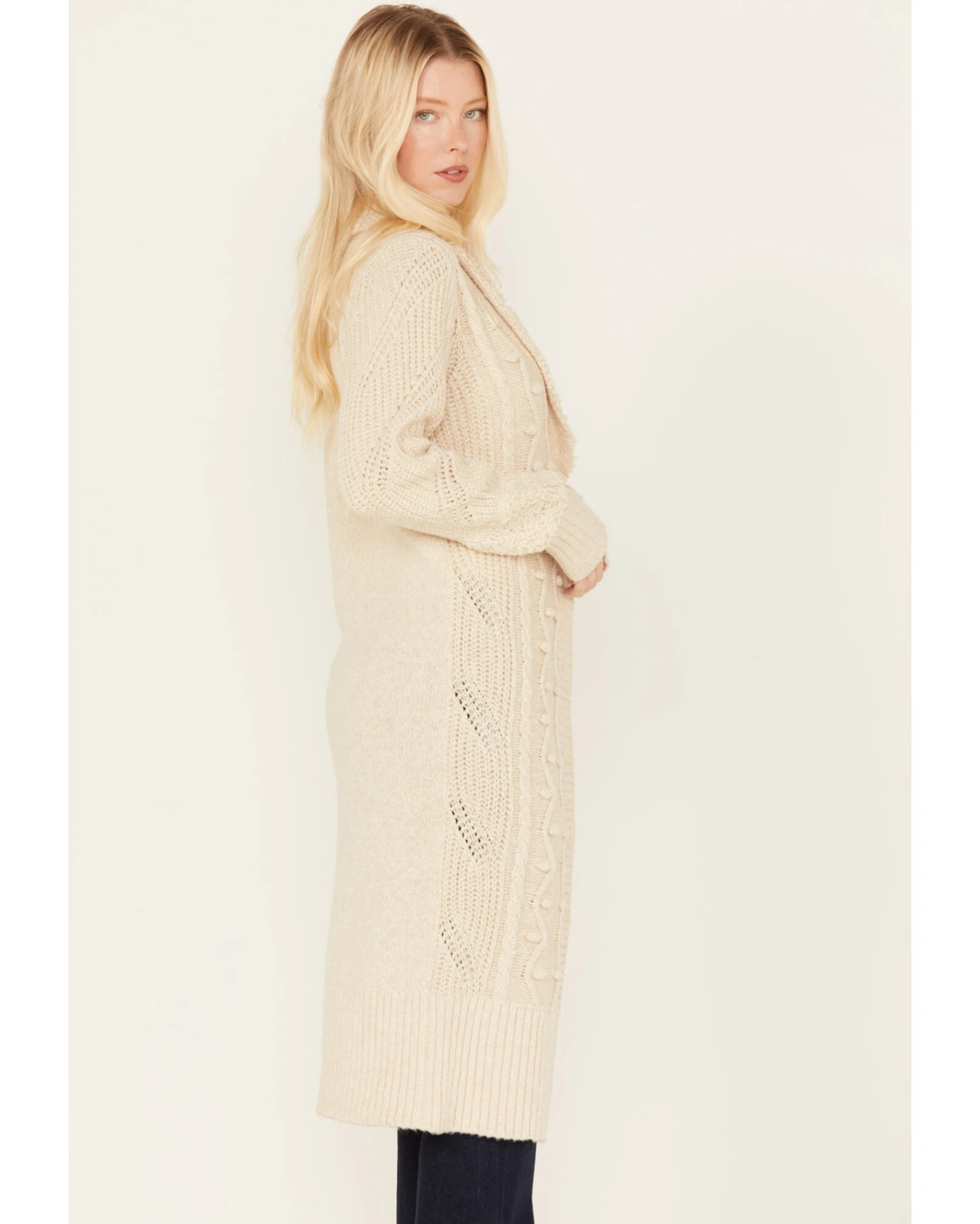 Cleo + Wolf Women's Boucle & Cable Knit Duster 1 Cleo + Wolf Women's Boucle & Cable Knit Duster