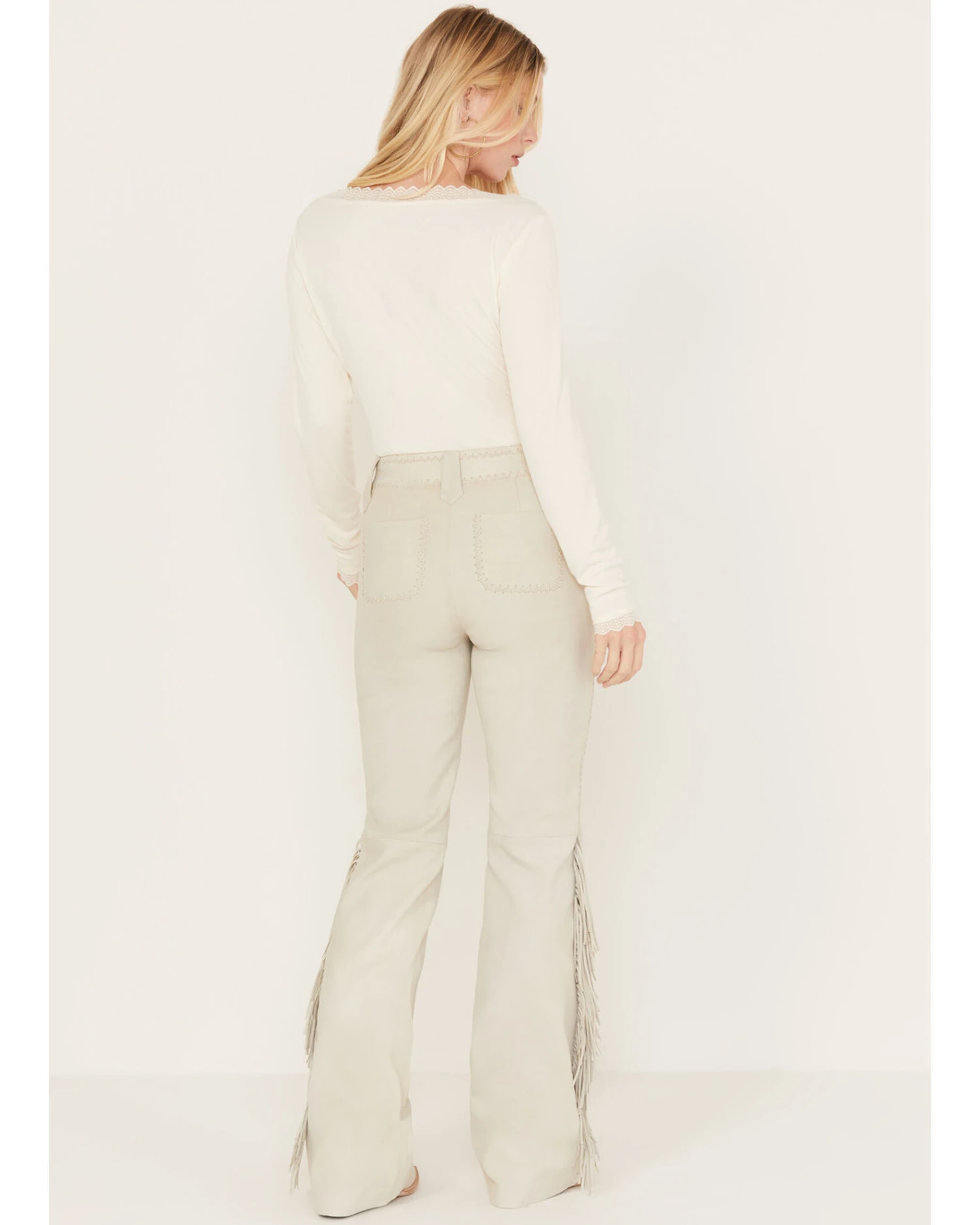 Idyllwind Women's Huntsville High Rise Leather Fringe Flare Pants 1 Idyllwind Women's Huntsville High Rise Leather Fringe Flare Pants