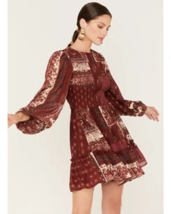 Flying Tomato Women's Paisley Patchwork Smocked Dress -Modern Fashion Sales 2000381467 640 P1