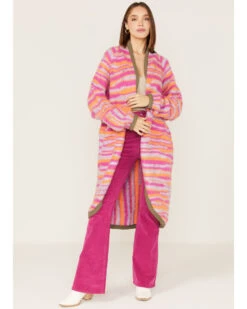Free People Women's Pink Tiger Knit Duster -Modern Fashion Sales 2000381823 650 P1