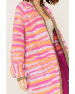 Free People Women's Pink Tiger Knit Duster -Modern Fashion Sales 2000381823 650 P3