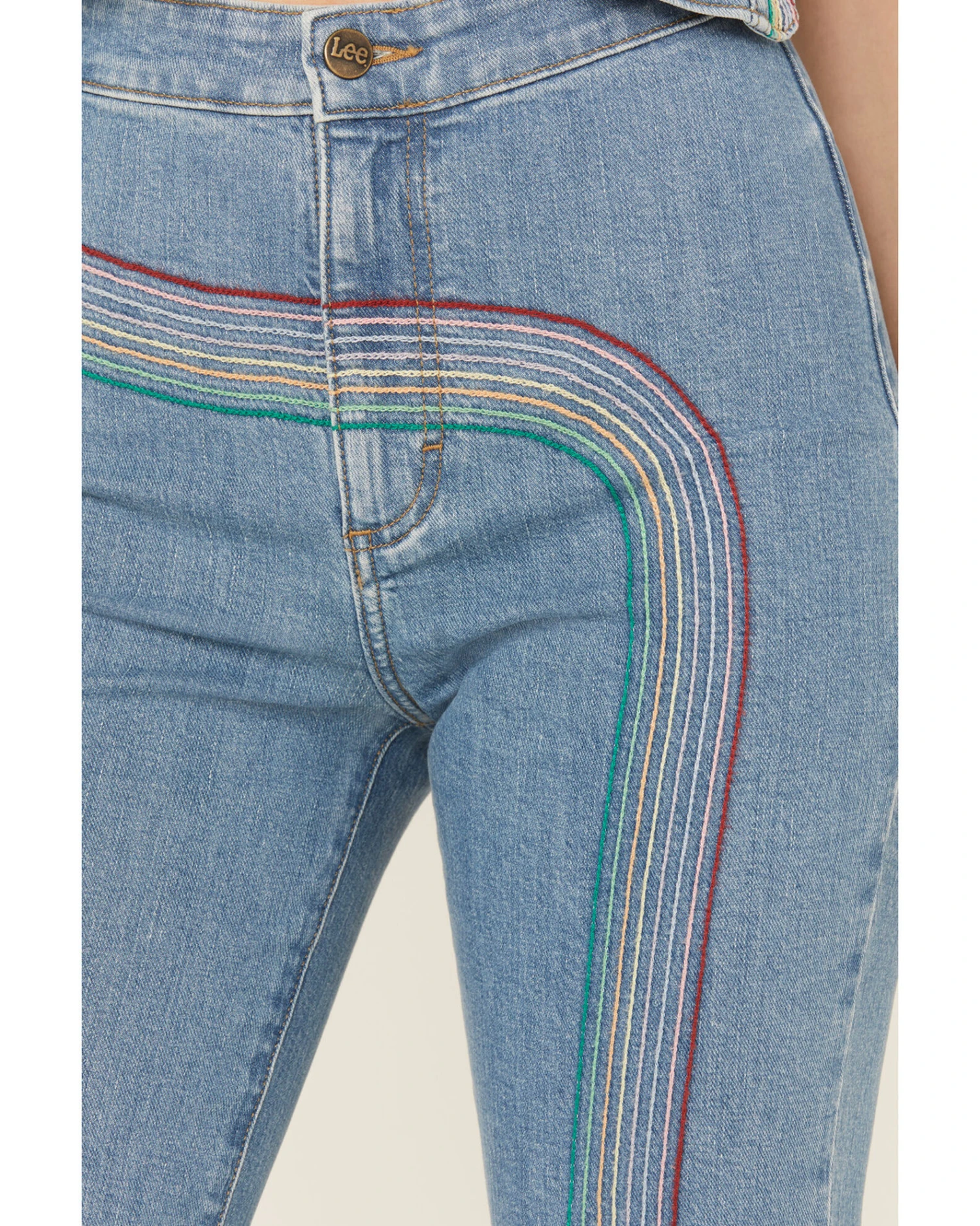 Lee Women's Light Wash High Rise Rainbow Super Flare Jeans 3 Lee Women's Light Wash High Rise Rainbow Super Flare Jeans - Image 3