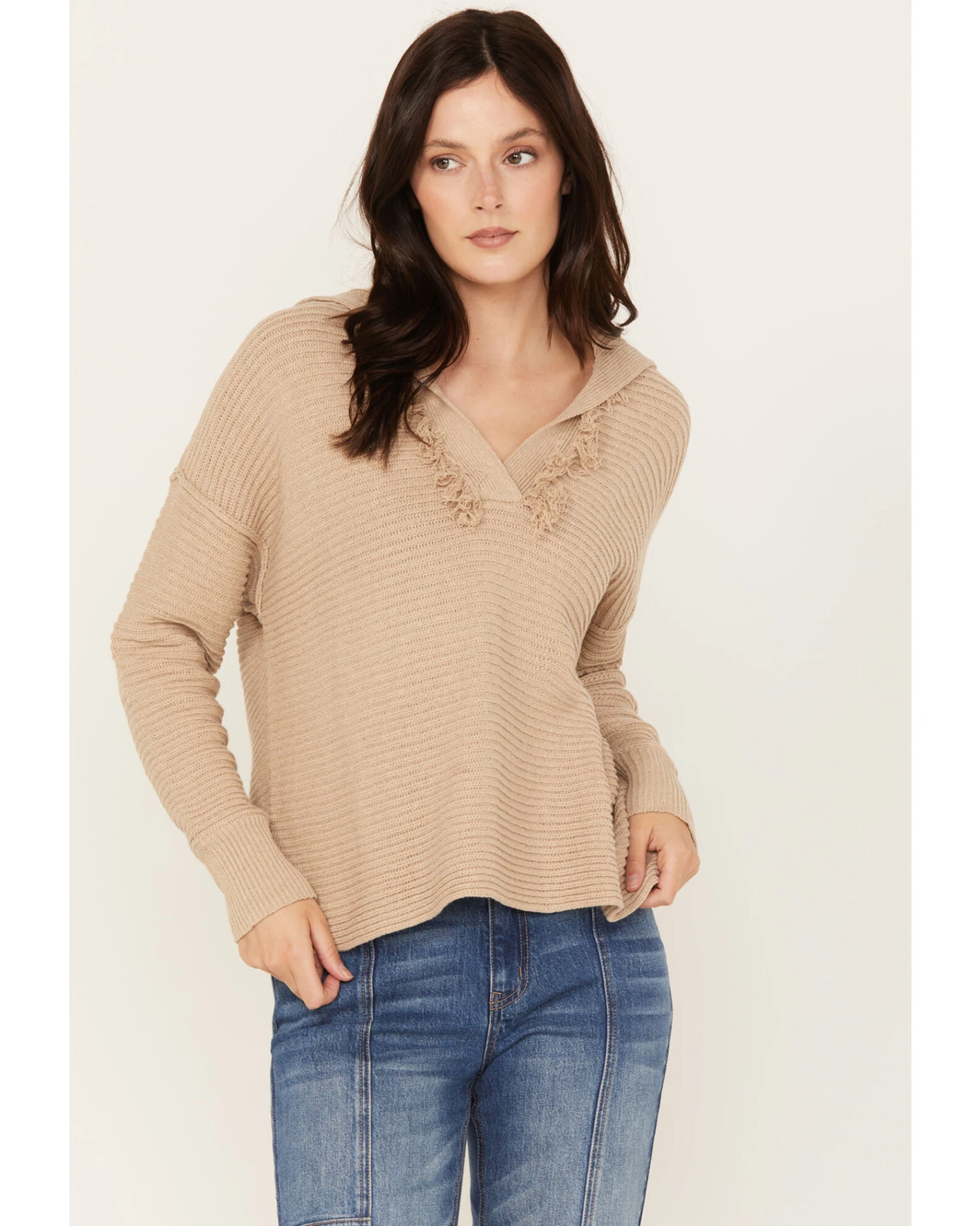 Cleo + Wolf Women's Drop Shoulder Ribbed Sweater 2 Cleo + Wolf Women's Drop Shoulder Ribbed Sweater - Image 2