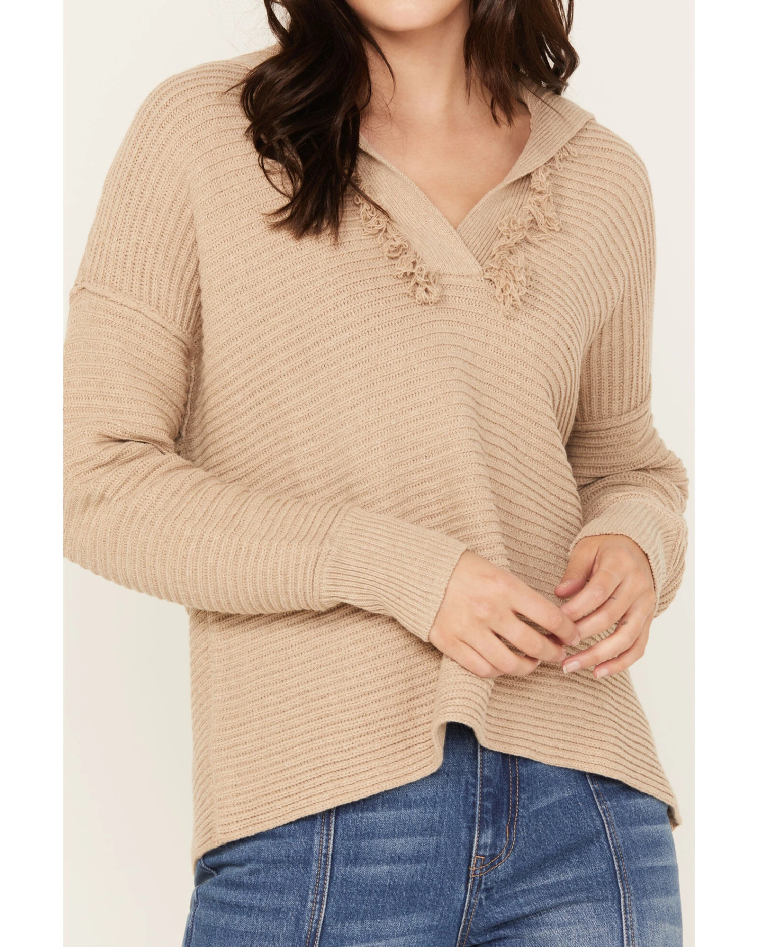 Cleo + Wolf Women's Drop Shoulder Ribbed Sweater 1 Cleo + Wolf Women's Drop Shoulder Ribbed Sweater