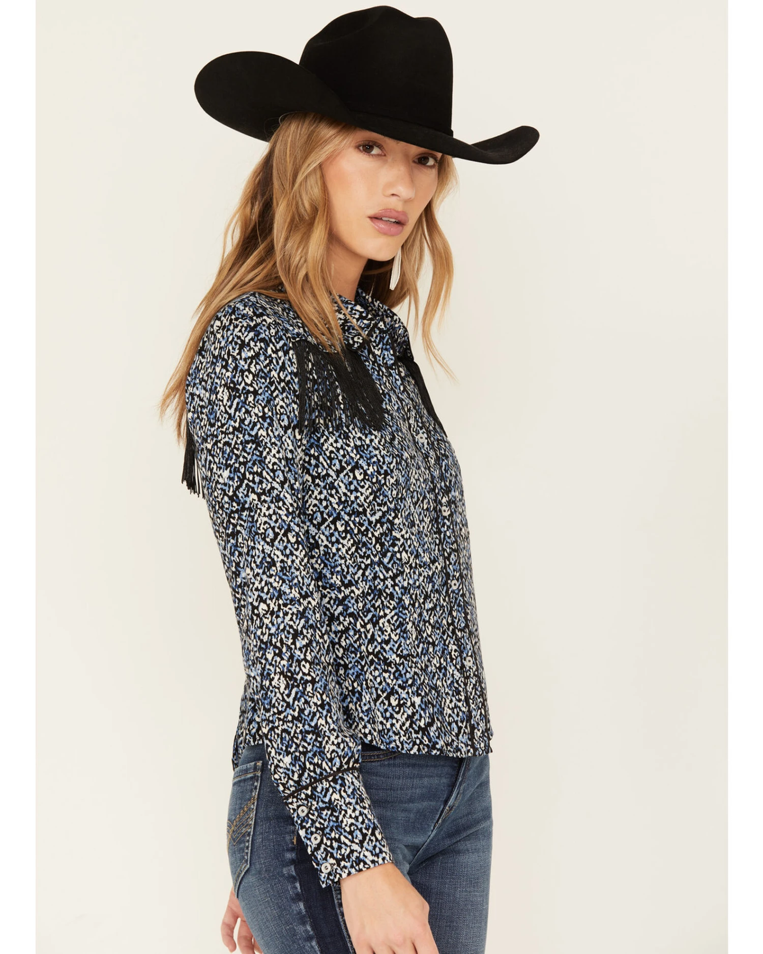 Idyllwind Women's Brooks Print Fringe Long Sleeve Button Down Shirt 3 Idyllwind Women's Brooks Print Fringe Long Sleeve Button Down Shirt - Image 3