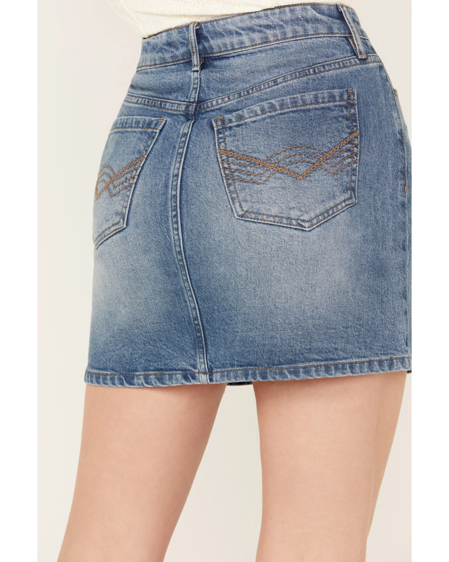 Idyllwind Women's Baryywood High Rise Denim Rhinestone Skirt 4 Idyllwind Women's Baryywood High Rise Denim Rhinestone Skirt - Image 4