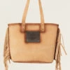 Corral Women's Fringe Burnished Leather Tote Bag